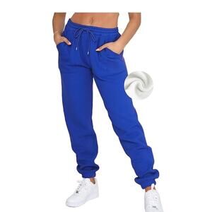 New Fleece Lined, Baggy, High Waisted Cotton Jogger Sweatpants with Drawstring